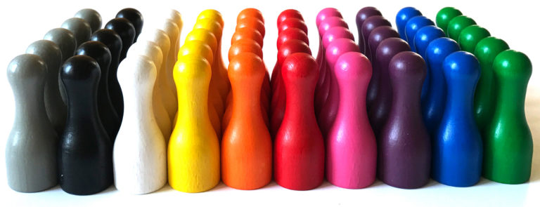 60 Stück Halmakegel aus Holz 25 mm 6 Farben gemischt Spielfiguren 