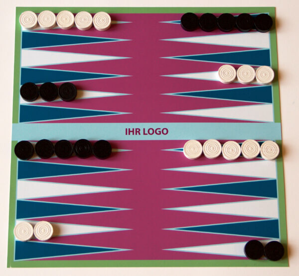 backgammon mit firmen-logo